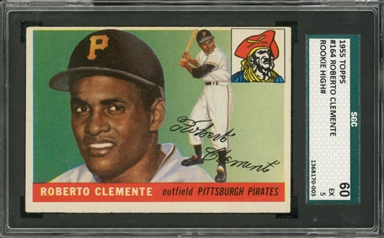 1955 Topps #164 Roberto Clemente Rookie Card – SGC 60 EX 5